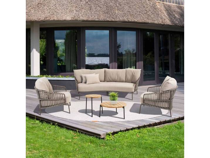 4Seasons Capalbio Loungeset inkl. Loungetisch Edelstahl/Rope/Olefin Braun Taupe