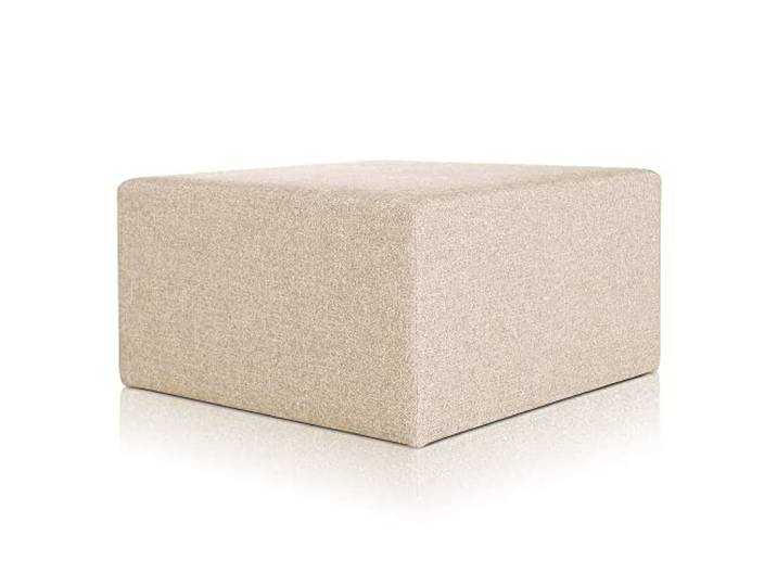 Deshome Pouf hocker Fußstütze 83x83x44 cm Wasserabweisender Stoff: Modernes Design Pouf für Sofa Wohnzimmer Schlafzimmer, Puff hocker, Pouffe Minerva Beige