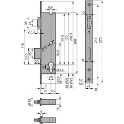 Einsteckschloss mit Rollfalle Serie 200