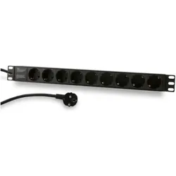 Synergy 21, Steckdosenleiste, ALLNET 19"zbh. Steckdosenleiste, 9xDosen(CEE7)->Stecker(CEE7), Schwarz (9x, CEE 7/3, 2 m)