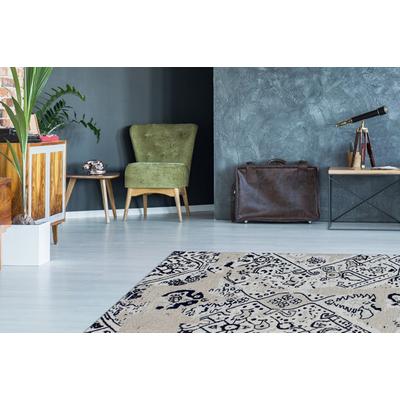 Teppich KAYOOM "River 120", schwarz (grau, schwarz), B:155cm H:10mm L:230cm, Baumwolle, Teppiche, Teppich, Jacquard, Retro- und Vintage-Design, Baumwollrücken