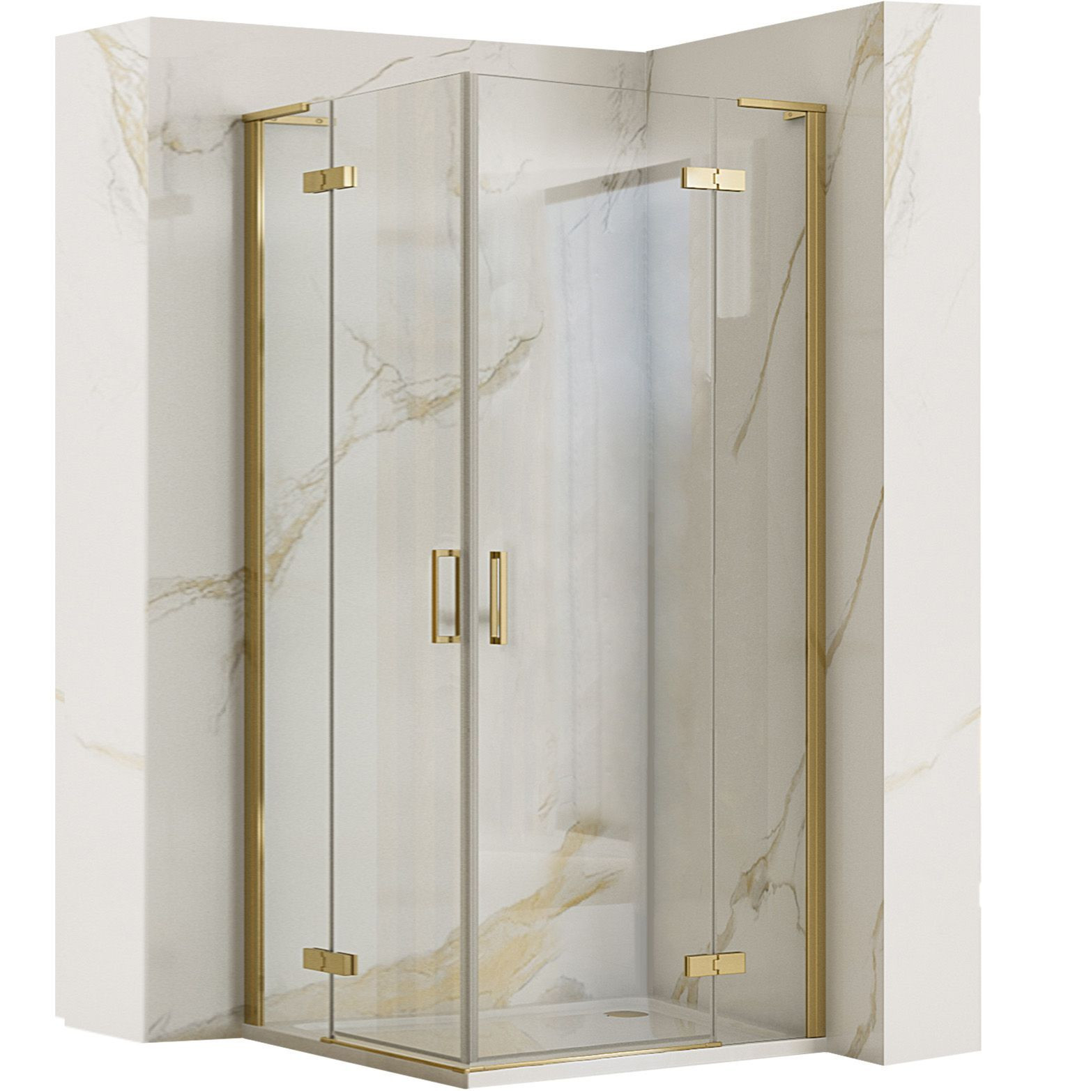 Rea douchecabine Hugo, 80 x 80 cm, geborsteld goud