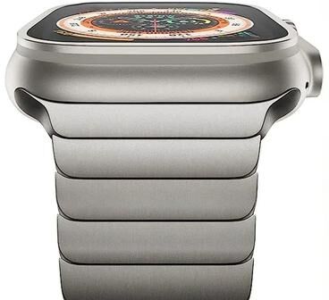 Uplifted Goods Titanium Tone Stainless Steel Link Bracelet blue for Iwatch 10 46mm