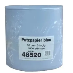 Putztuchrolle Metsä Tissue Neutral XXL, blau, 100 % Zellstoff, 3-lagig, 38x36 cm, perforiert, 1.000 Blatt #485205