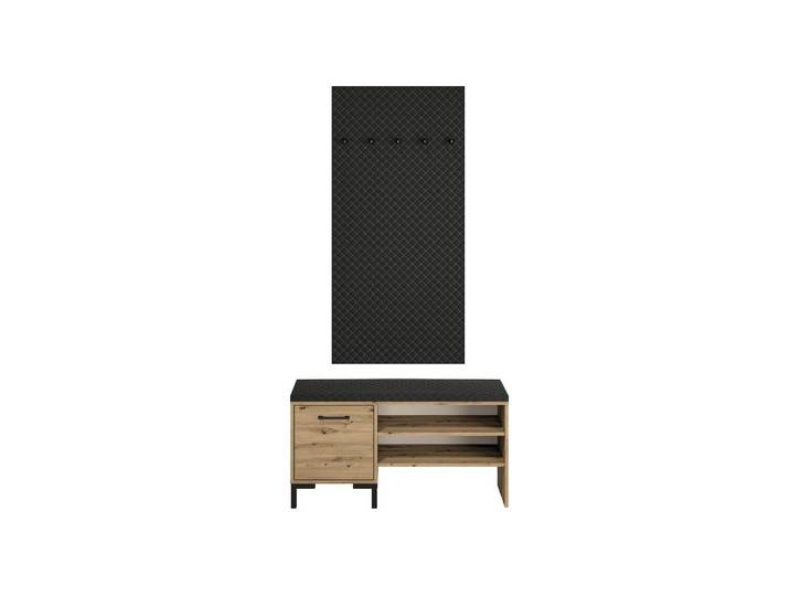 Feldmann-Wohnen Garderpbe Nevio 2-teilig, Braun, Schwarz, Rechteckig, 105x200x34 cm, Garderobe, Garderoben-Sets & Garderoben-Serien, Garderoben-Sets