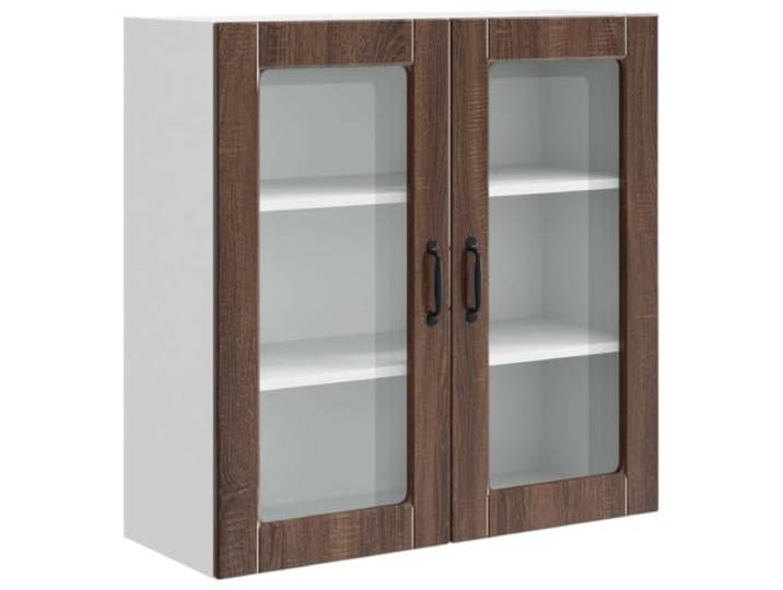 RJPLMFV Wandschrank aus Glas, Küche, Holz, 80 x 31 x 80 cm Praktische Aufbewahrung, mehrere Regale, pflegeleicht, elegantes Wanddesign
