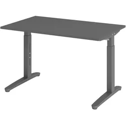 bümö manuell höhenverstellbarer Schreibtisch 120x80 in graphit Gestell in Graphit - PC Tisch höhenverstellbar & klein, höhenverstellbarer Tisch Büro,