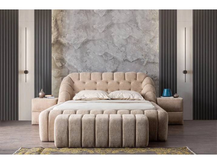 Bermo Home Bettgestell Jumbo (Set, Bettgestell, Kopfteil, Untergestell & Bettkasten), modernes Polsterbett im voluminösen Lounge