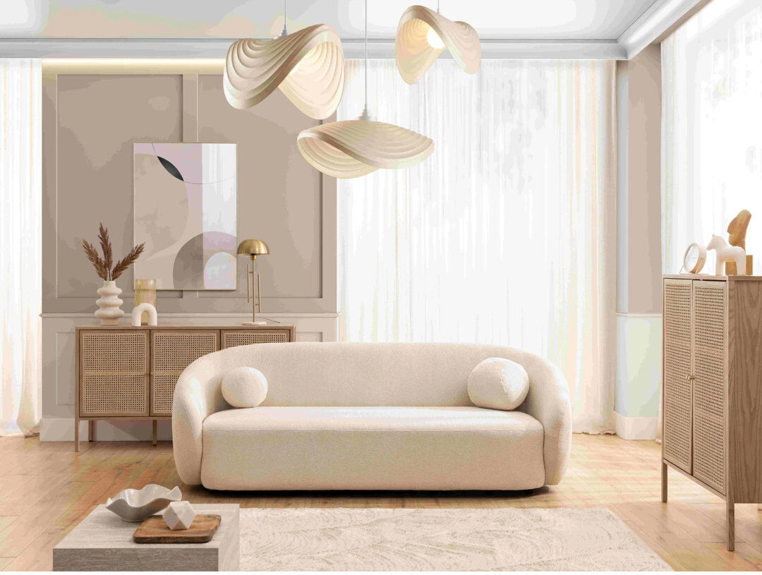 S-Style Furniture Roundi Boucle Sofa Cream White 3