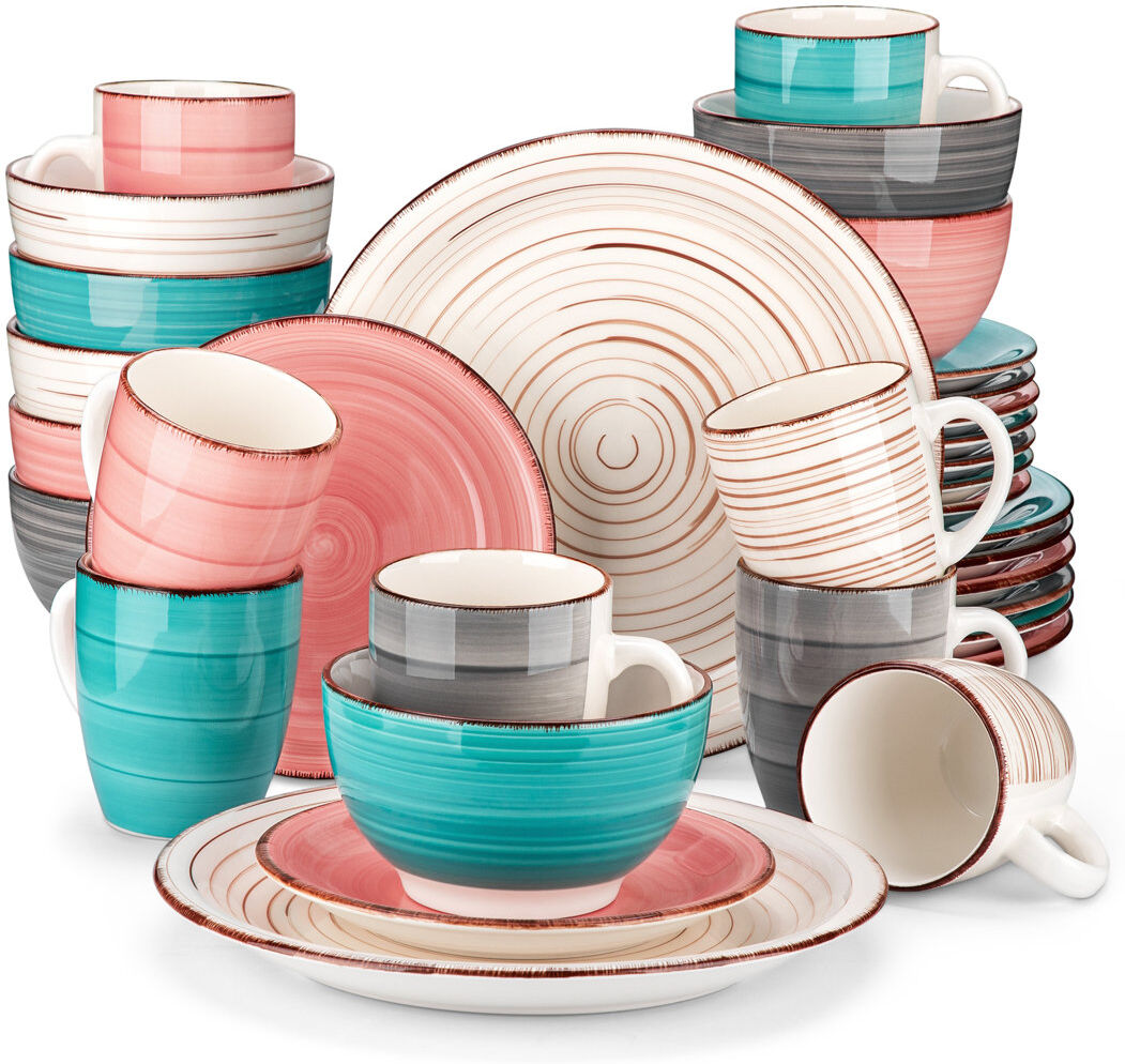 Vancasso 32 Piece Dinnerware Set, Service for 8 Beige/Salmon/Grey/Blue 32