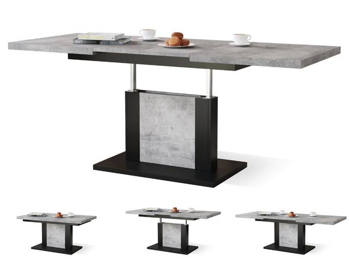 designimpex Couchtisch Design Orion stufenlos höhenverstellbar ausziehbar Esstisch