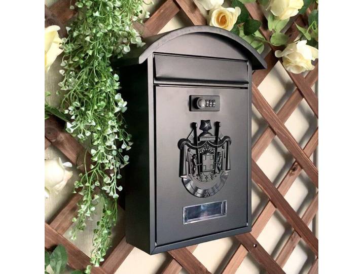 Boîte aux lettres de villa en aluminium moulé et tôle galvanisée 06, pour cour, extérieur, avec panneau frontal décoratif créatif