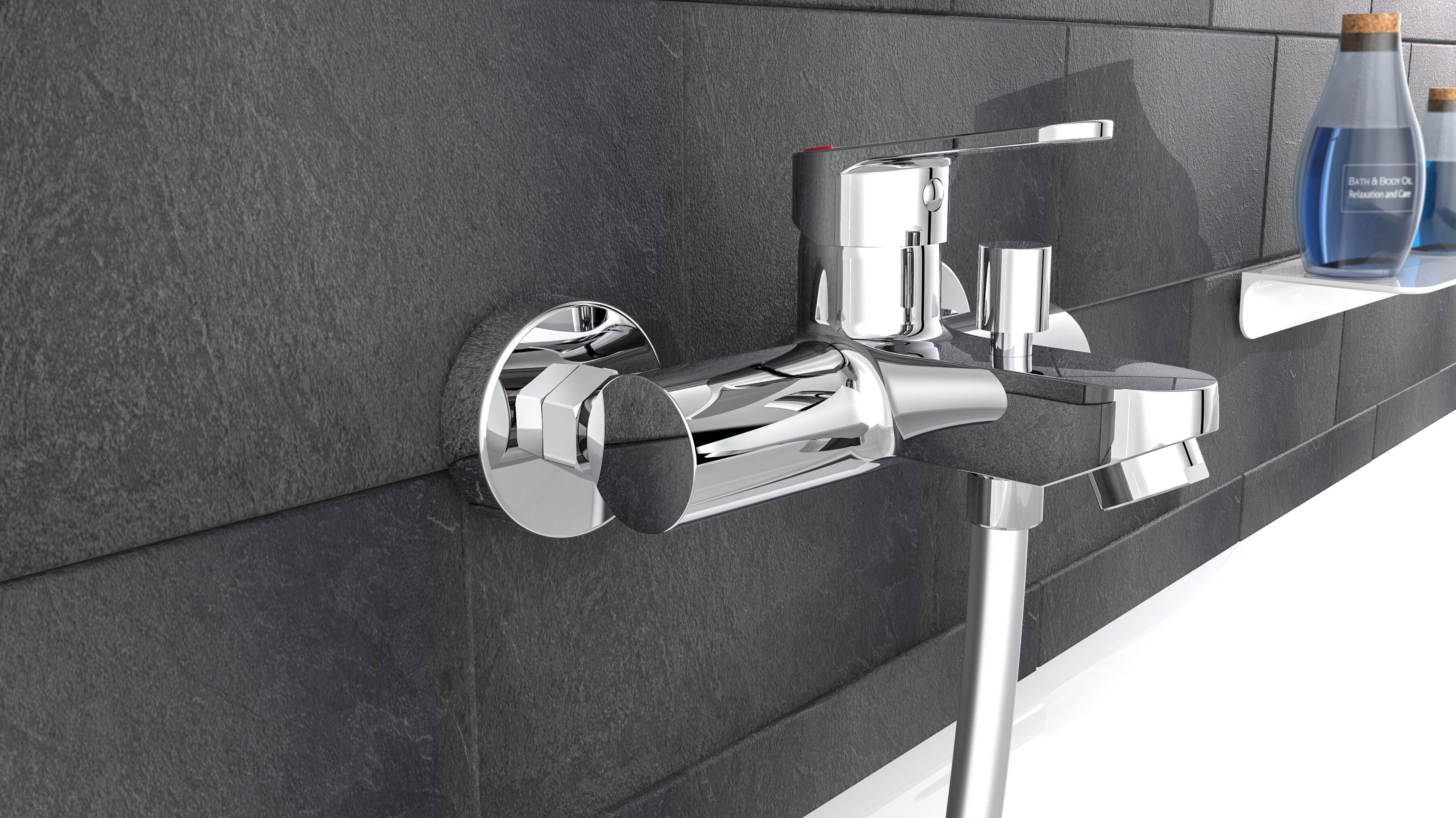 Wannenarmatur SCHÜTTE "Futura", silber (verchromt), B:15cm, Armaturen, Wannenarmatur, Mischbatterie Badewanne, Wasserhahn Bad, Wannenarmatur in Chrom verchromt B/H/T: 15cm