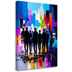 LEINWANDBILD Silhouetten Figuren Bunt Abstrakt 40x60cm