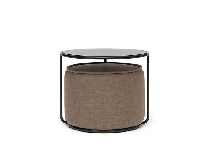 Softline Beistelltisch mit Hocker Tom schwarz, Designer Sascha Sartory, 47/37 cm