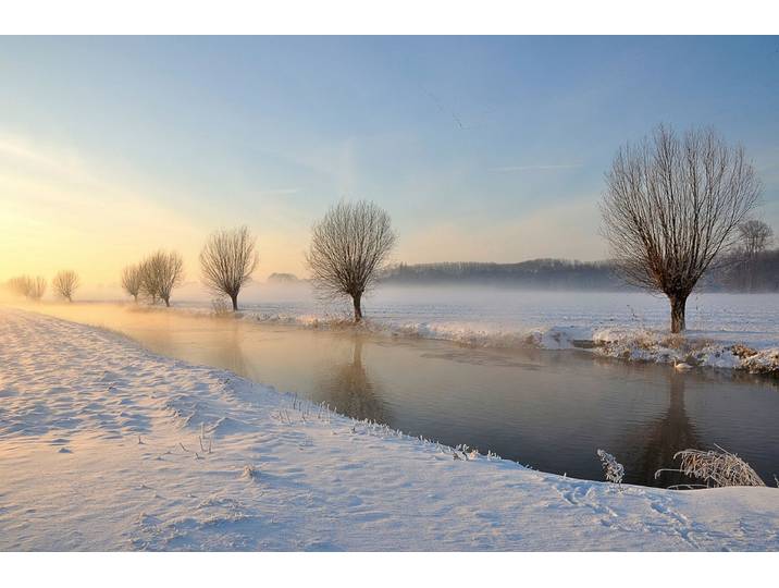 Fototapete PAPERMOON Fluss in Winterlandschaft , bunt, B:4m L:2,6m, Vlies, Tapeten, Fototapete