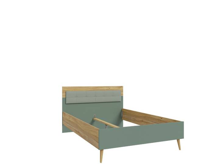 Bett 140/200 cm Eichefarben, Salbeigrün