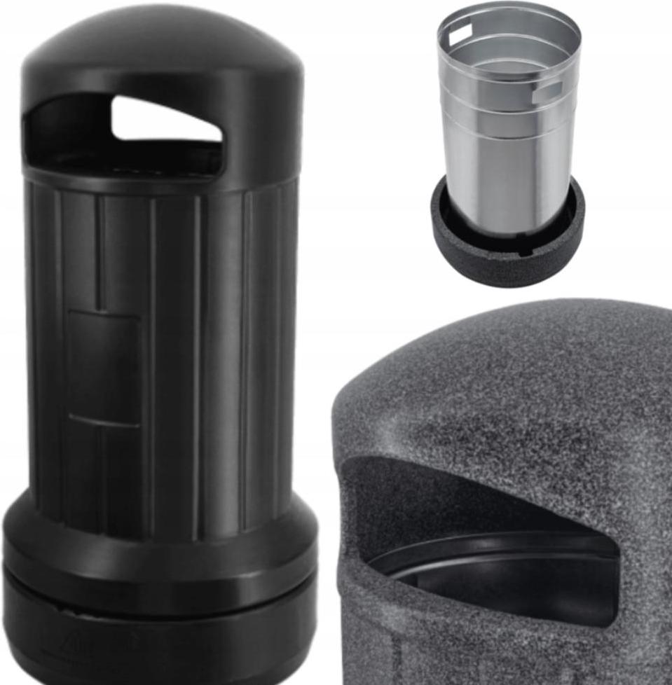 TWIST Straßenmülleimer 70L Schwarz mit Stahleinsatz - Robust & Langlebig