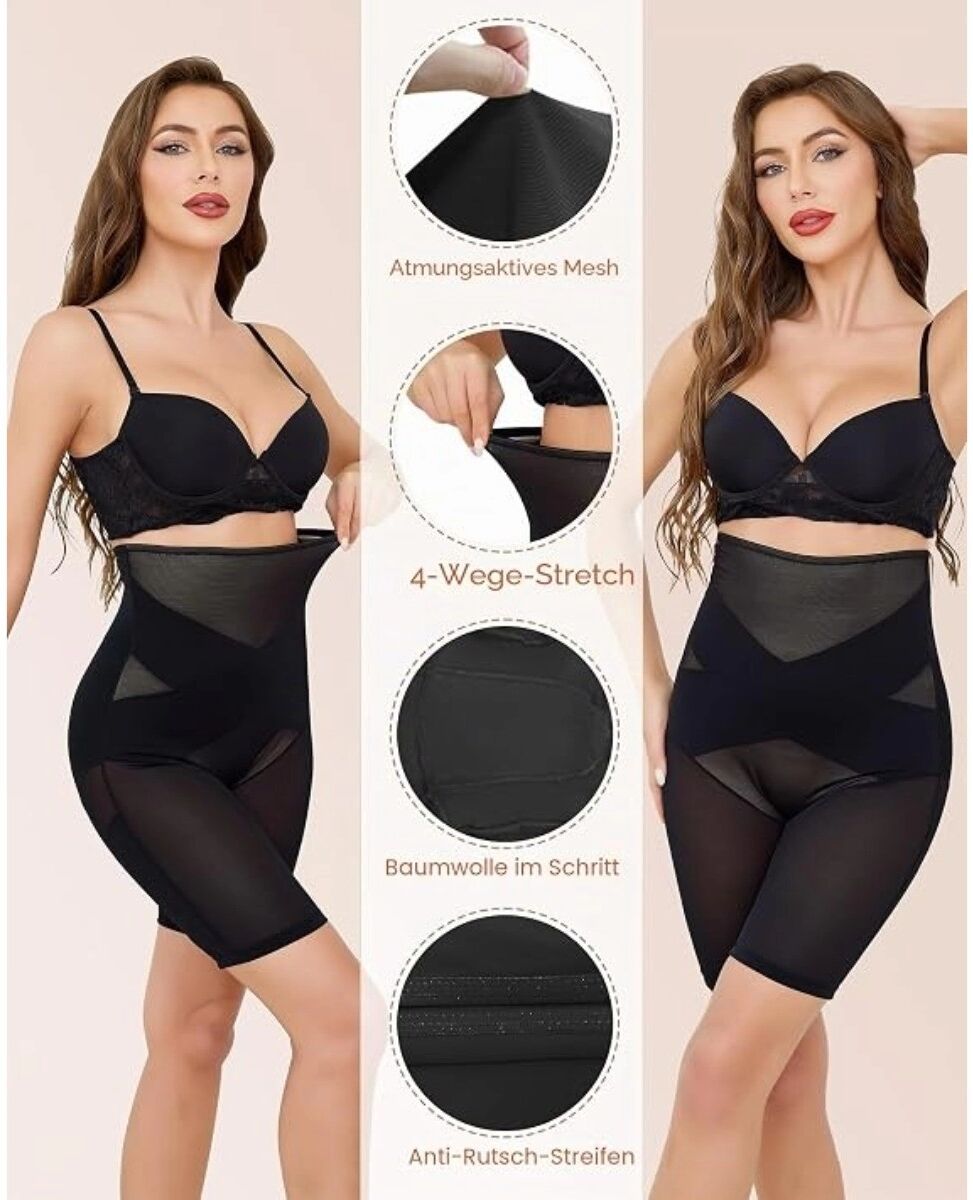 INF Mesh Cross-Front High-Waist Boxershorts 2er-Pack – Schwarz, Plus-Size Shaping und stabile No-Roll-Verarbeitung 3XL