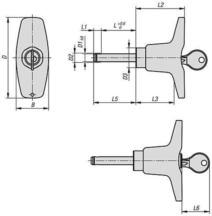 KIPP Kugelsperrbolzen abschließbar T-Griff Ø8 L40 Edelstahl 1.4305 (K1804.208208040)