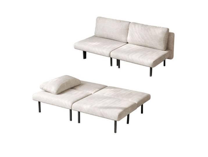 Canapé convertible modulable 2 en 1 lit d'appoint sofa design moderne scandinave beige salon chambre