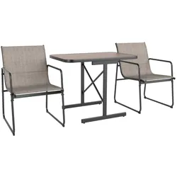 Helloshop26 - 3-teiliges kompaktes Bistro-Set für Balkone 94 x 62 x 73 cm ergonomischer Komfort modernes Design Metall Café-Farbe 20_0011741