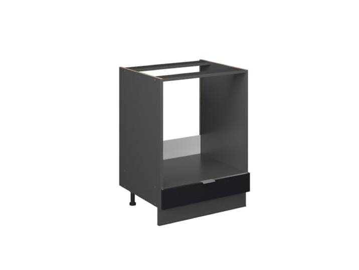 Vicco Herdumbauschrank Fame-Line, Schwarz gestreift, 60 cm MDF-Front · Ohne Arbeitsplatte · Höhenverst. Füße · Metallgriffe · Einfache Integration