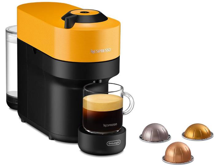 NESPRESSO Kapselmaschine Vertuo Pop ENV90.Y von DeLonghi , gelb, B:13,6cm H:25cm T:42,6cm, Kaffeemaschinen, Kapselmaschine