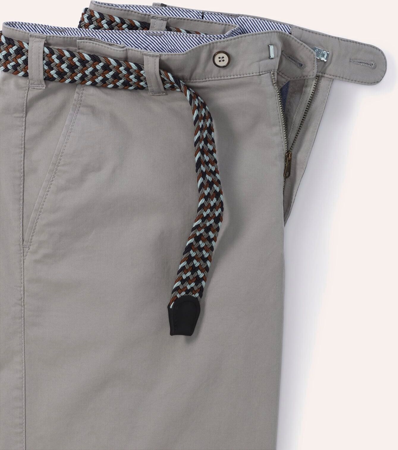 Walbusch Extraglatt-Stretchbund-Bermudas, Regular Fit#normale Größen#untersetzte Größen, Farbe Grau, 31, inklusive passendem Gürtel mit Hemdenstopper Herren