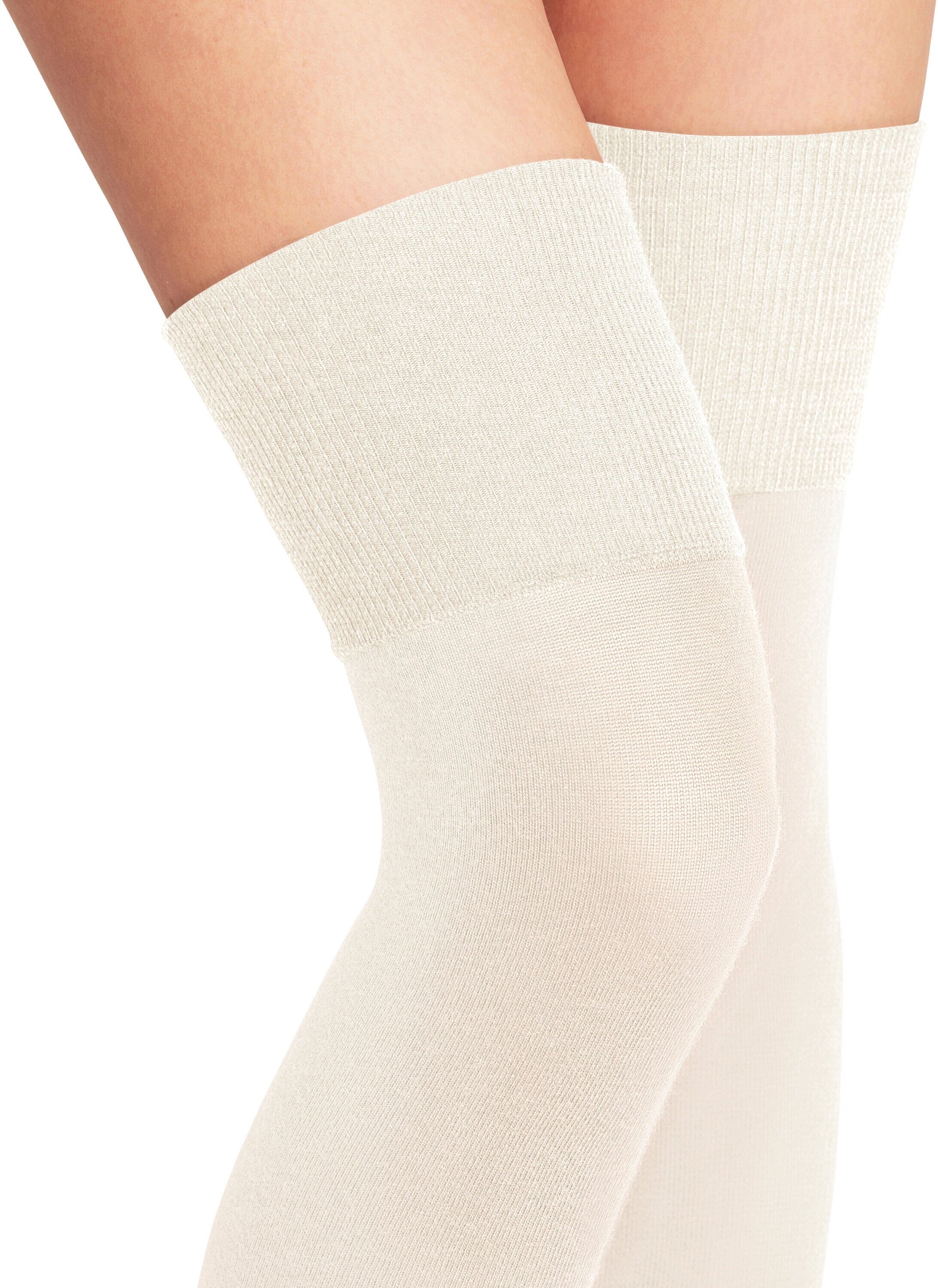 Overknees FALKE "Softmerino", Damen, Gr. 39-40, weiß (off, weiß (2040)), Obermaterial: 55% Schurwolle WV. 28% Baumwolle CO. 15% Polyamid PA. 2% Elasthan EL., glatt, Socken Overknees