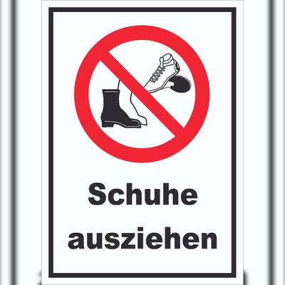 HB-Druck Schuhe ausziehen Schild A0 Rückseite selbstklebend