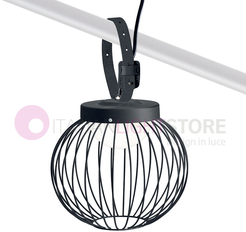 Cage Nero Sospensione Led Portatile Per Esterno Design Moderno