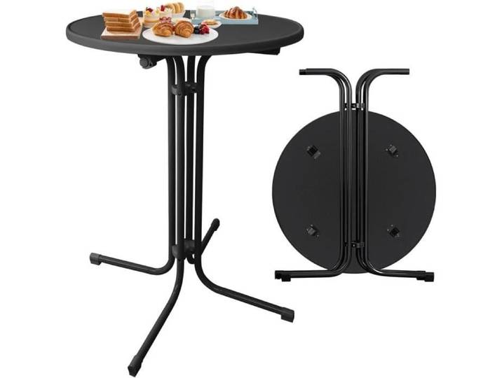 Table de bar pliable - NAIZY - NAIZY - Ø 80 cm - Acier - Pliable