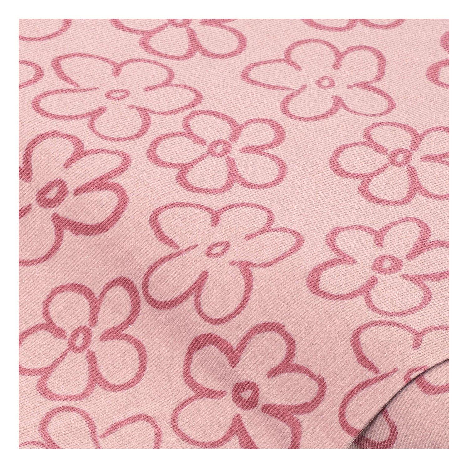 Baumwoll-Feincord "Blumen", rosa-color