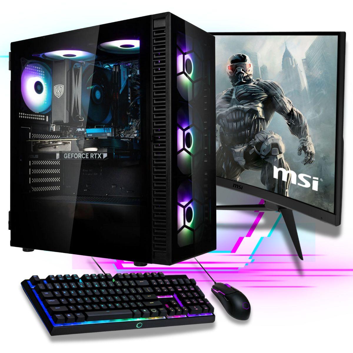 Gaming PC Komplett-Set Intel i9 12900KF - Nvidia GeForce RTX 5060 8GB - 500GB SSD - 16GB Ram - Windows 11 - WLAN - 27" TFT - Tastatur/Maus
