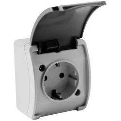Aufputzsteckdosen IP44 Schuko Steckdose + Klappdeckel grau/anthrazit 181-08-DRV