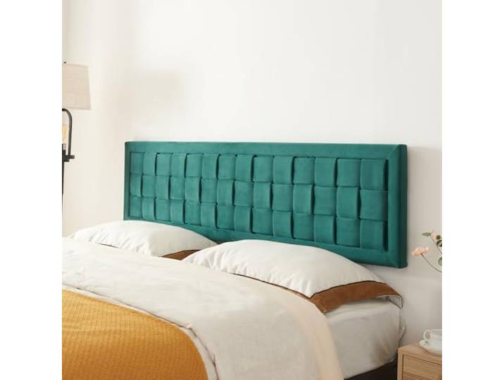 [en.casa] Wandpaneel Tervo Kopfteil gepolstert für Bett 140 cm Polsterpaneel Wandpolster mit Samtbezug Kopfende Bettkopfteil 140 x 50 cm Grün