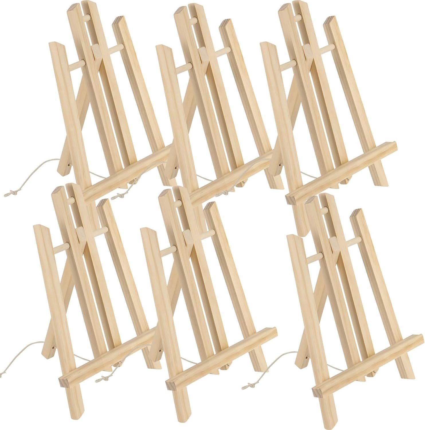 6 stuks Houten Tafel Ezel, Verstelbare Mini Ezel voor Schilderijen, Tekeningen en Foto's, 30 cm
