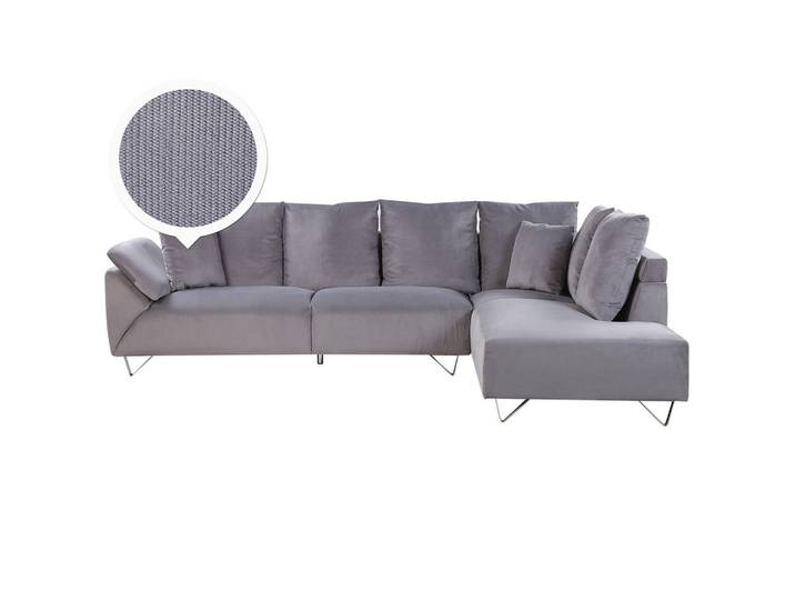 ECKSOFA Cord Grau rechtsseitig Lunner
