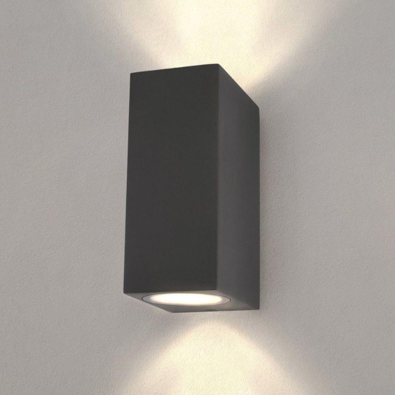 Optonica Applique Murale Noire LED Carrée IP54 Double Faisceau GU10