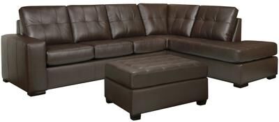 Drake Chocolate Brown Italian Leather Sectional Sofa and Ottoman