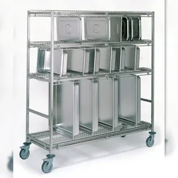 Tournus Wagen für GN Behälter - ideal zur Trocknung und Aufbewahrung. 38 Fächer pro Ebene.