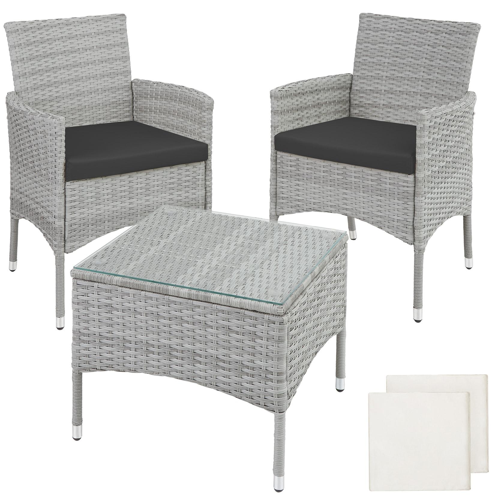 tectake® Rattanset, für 2 Personen, UV-beständig, 2 Bezugssets