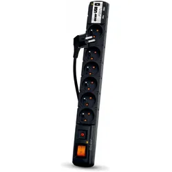 Acar, Steckdosenleiste, Steckdosenleiste USB Überspannungsschutz 6 Steckdosen 3 m schwarz (W0158) (6x, CEE 7/5, 3 m)