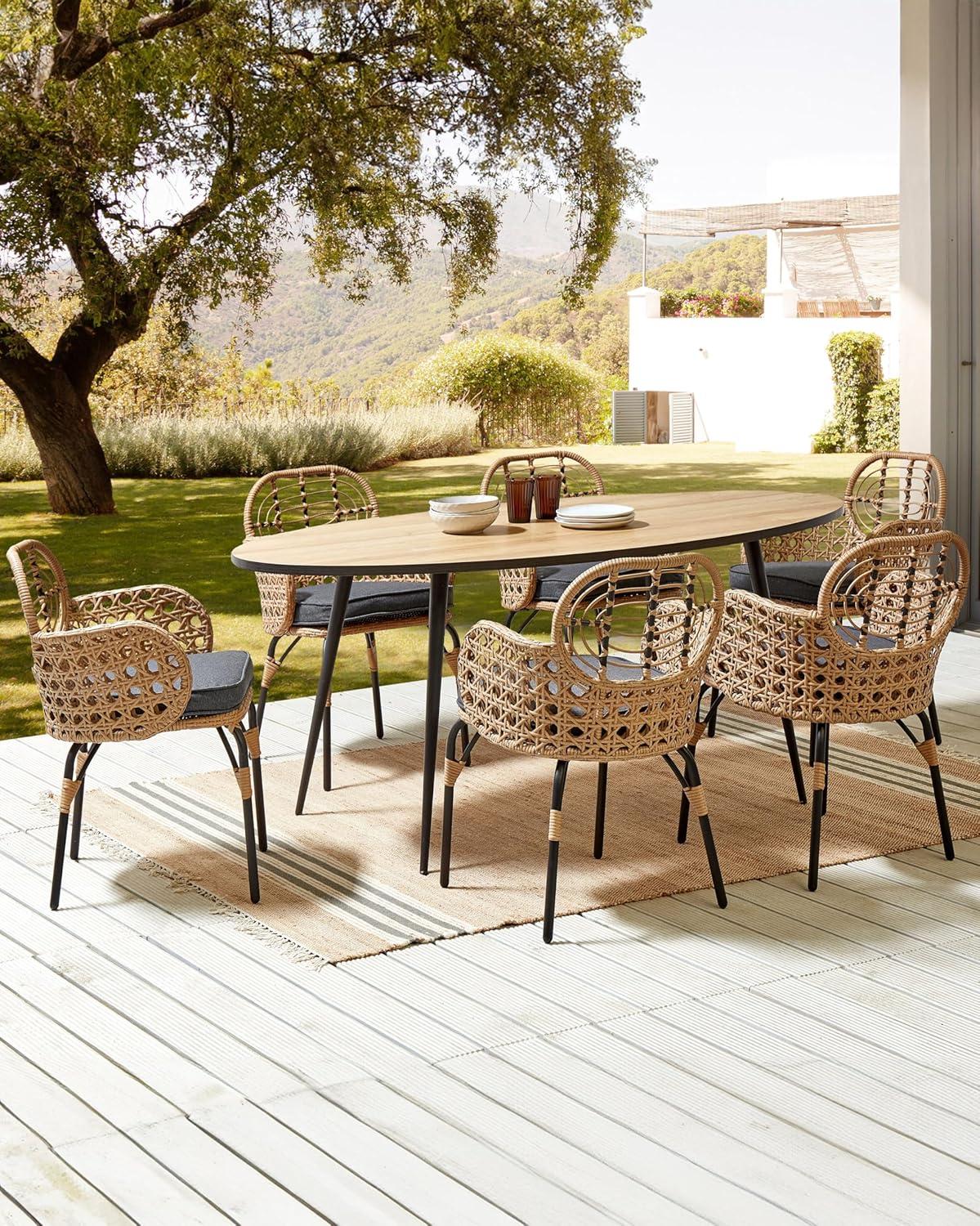 Gartenstühle - Stühle, Gartenmöbel, Lounge-Stühle, Terrassenstühle - Boho-Design - Set mit 6 Stück - PE-Rattan
