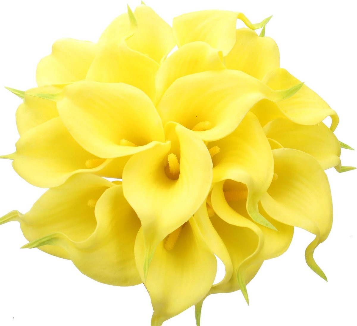 20 stuks Kunstbloemen Calla Lelies - Geel - Natuurlijk uitziende decoratie voor binnen