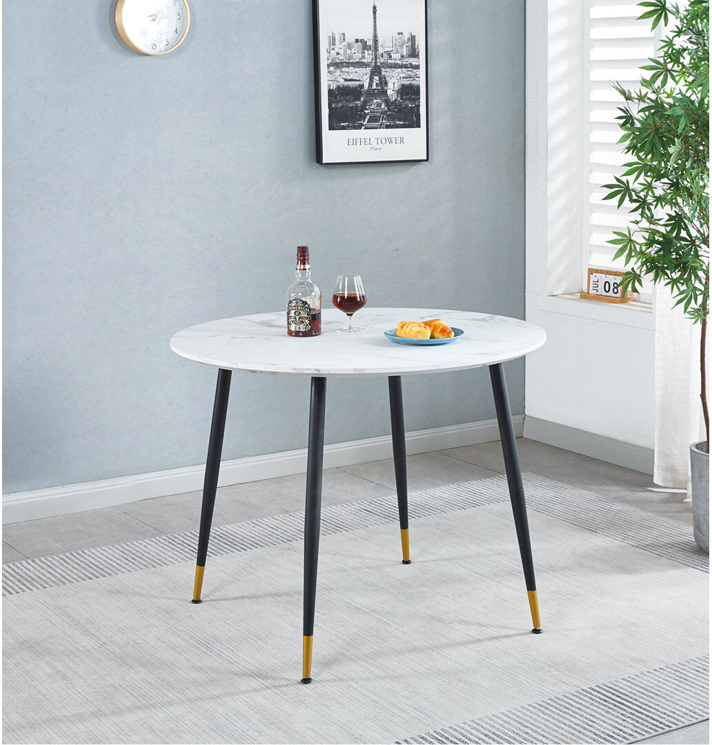 George Oliver Haywards Round Dining Table with Steel Base White
