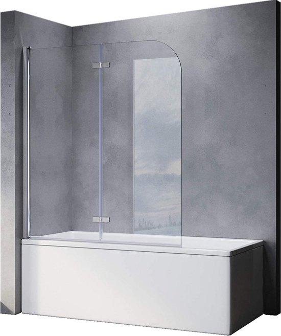 Famanu Duschwand Klappbar - Wasserfestes Nano-Glas - 120 x 140 cm - Transparent