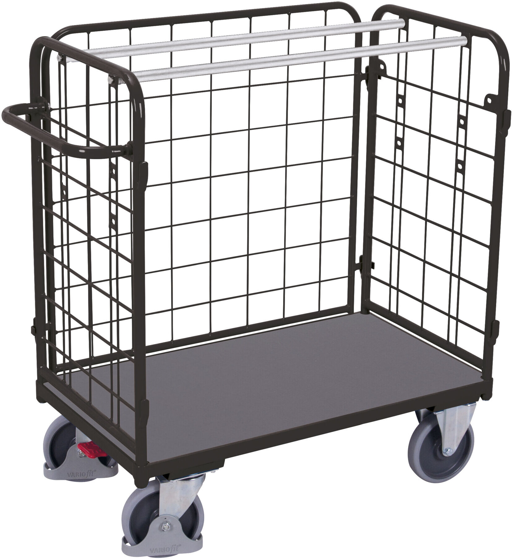 Variofit Paket-Dreiwandwagen niedrig RAL 7016 (sw-500.313/AG)