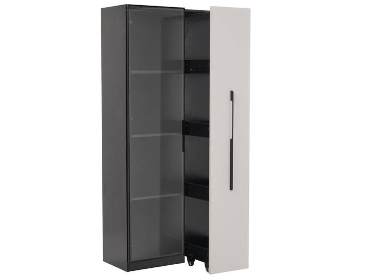 Vitrine avec led et rangement latéral, 70x40x160 cm, noir